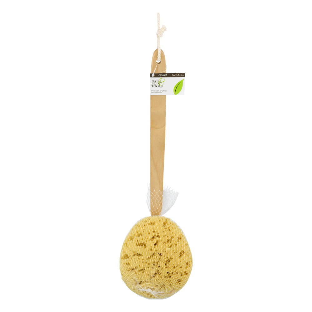 Swissco Faux Sea Sponge With Wooden Handle, Bath Sponge, 1 Ea